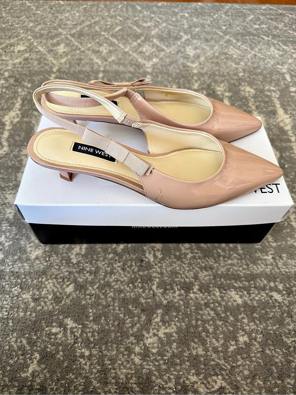 Nine West Nude Slingback  Patent Kitten Heels